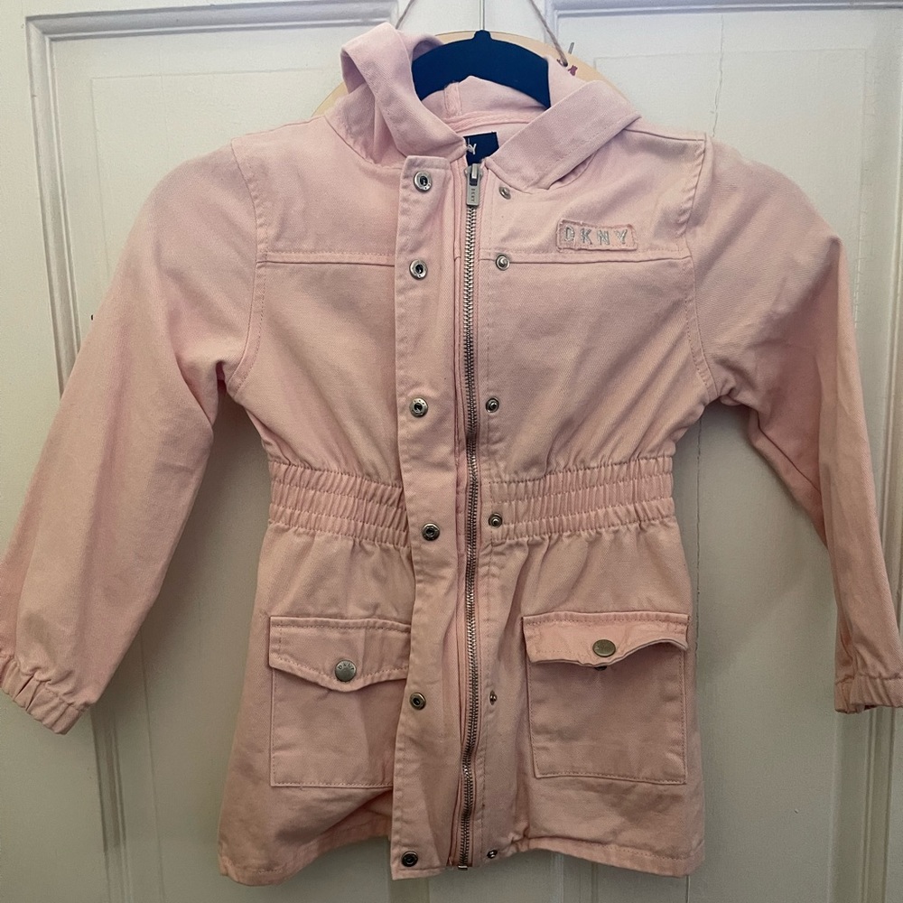 DKNY USED like New Girls PINK ZIPPER HOODED Jacket Size 6✨Super Cute!